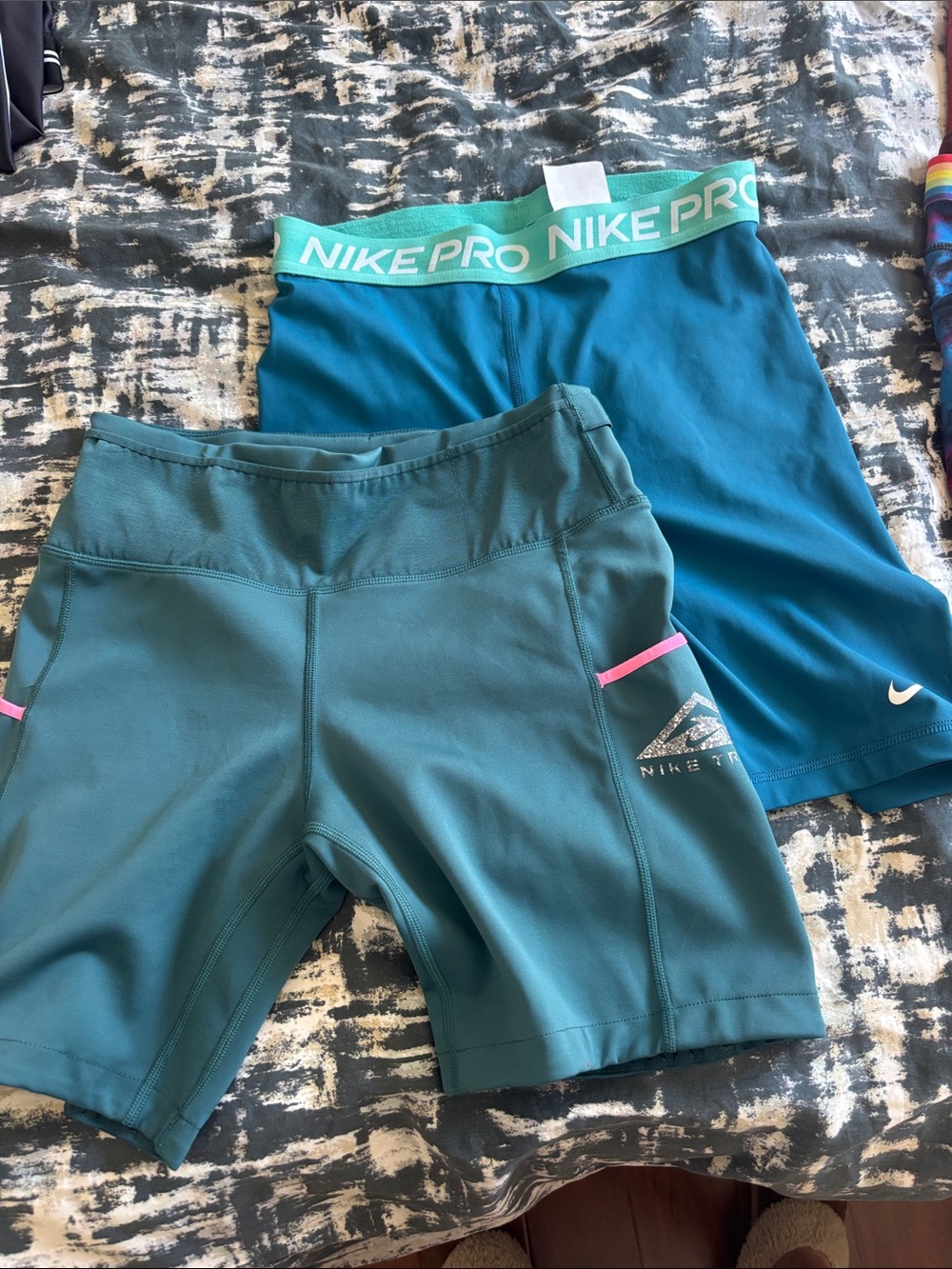 Nike Teal Bike Shorts with Pink Trim M + blue biker shorts